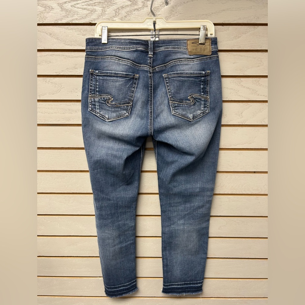 Silver Jeans Women's Faded Blue Skinny Jean Capri - Picture 6 of 7